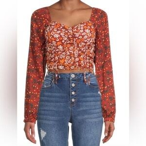 Madden NYC Floral Crop Top Women’s Boho top Casual top Size XS